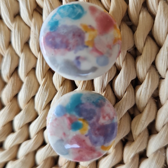 Vintage Artisan Signed Stud Earrings - Picture 4 of 5